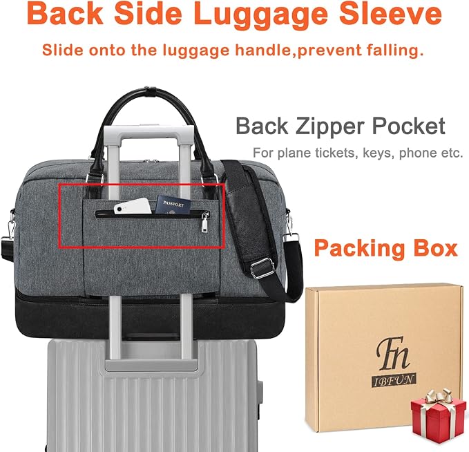IBFUN Weekender Bags for Women, 21" Weekender Travel Bag, Travel Duffle Bag with Shoe Compartment Carry on Overnight Duffel Bag for Weekend Travel Business Trip, 3PCS - Image 5