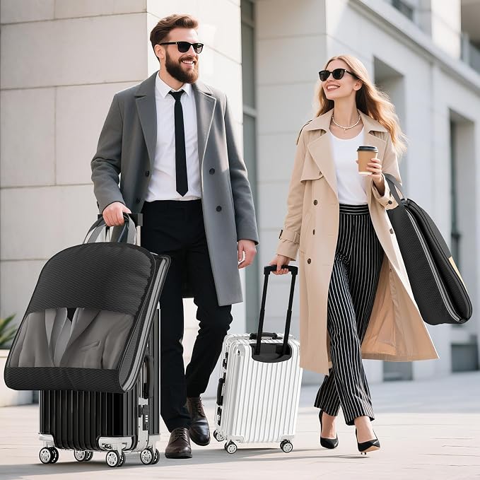 DIMJ 4 Pack 43" Space Saving Garment Bags for Hanging Clothes With Compression Zipper Carry Handles and Window, Washable Suit Bag for Dress, Clothes, Coats, Down Jacket, Closet, Moving, Travel - Image 4
