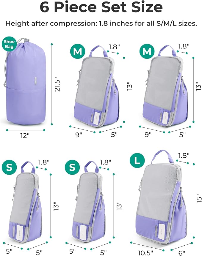 BAGSMART 6 Set /4 Set/2 Set Compression Packing Cubes for Travel, Lightweight Luggage Organizer Bags, Durable Space Saver Bags Travel Essentials - Image 3