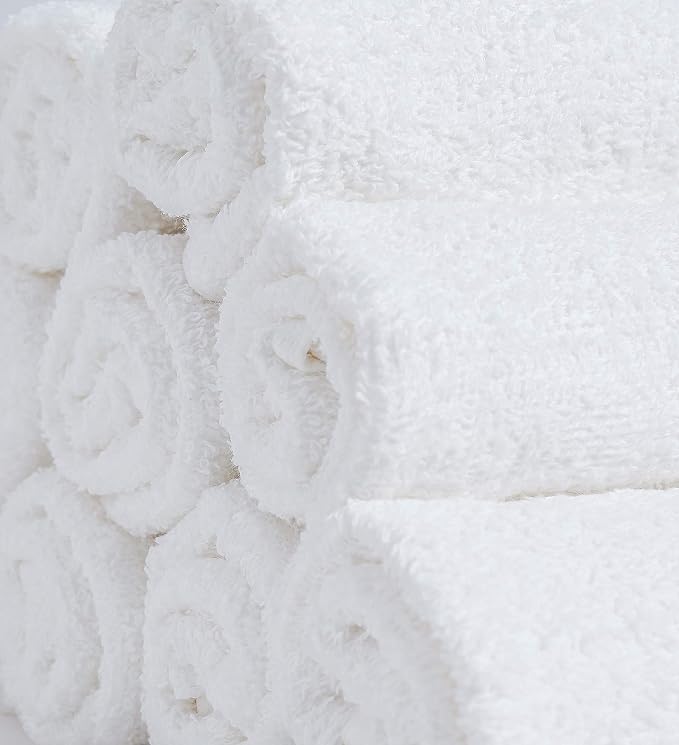 100% Cotton Washcloths 24 Pack (12x12 Inches) Soft, Highly Absorbent Washcloth, Face Towels, Wash Cloths for Face, Ring Spun, Bulk Pack (White) - Image 4
