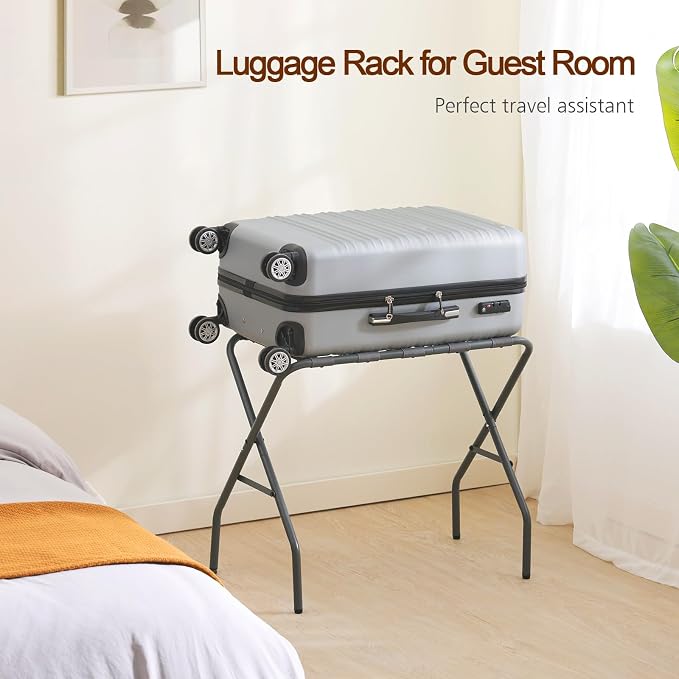 AMHANCIBLE Luggage Rack, Foldable Suitcase Stands Set of 2, Metal Luggage Holder for Guest Room, Bedroom, Hotel, Holds up to 110 lb, Easy Assemble, Grey,HLR01GY - Image 7