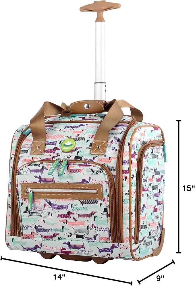 Lily Bloom Designer 15 Inch Carry On - Weekender Overnight Business Travel Luggage - Lightweight 2- Roller Wheels Suitcase - Under Seat Rolling Bag for Women (Totally Paw Some, One Size) - Image 8