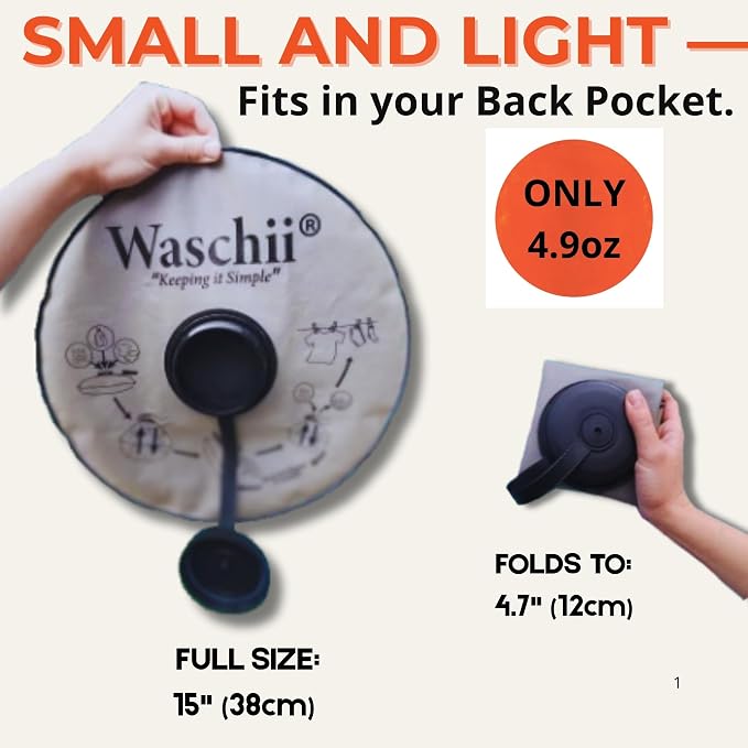 Waschii Pocket-Sized Travel Clothes Washer for Camping, Hostels & Vanlife – Compact, Leakproof, Eco-Friendly – No Power or Sink Needed - Image 3