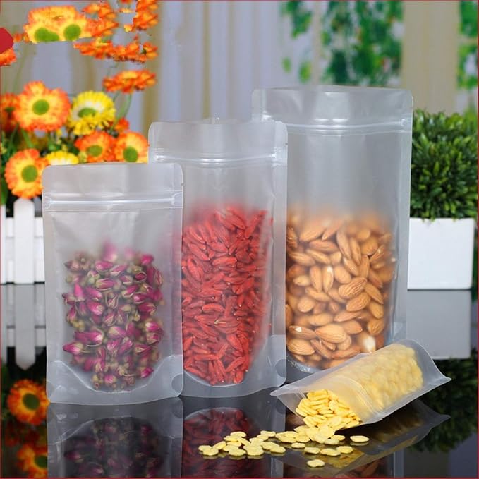 PABCK 100 Pcs 6.3x9.4 inch Resealable Stand Up Bags Matte Clear Zipper Lock Heat Seal Pouches with Tear Notch for Zip Food Storage Lock Packing - Image 6