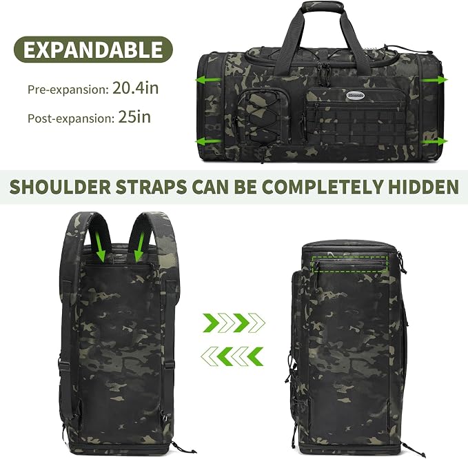 Bosstin Gym Bag for Men & Women,45L Travel Duffle Sports Duffel Bag Gym Weekender Overnight Backpack with Shoe Compartment (GREEN CAMOUFLAGE) - Image 4