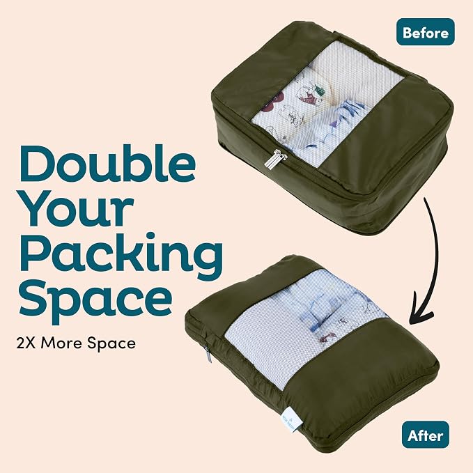 6-Pack Large Compression Packing Cubes for Travel - Lightweight Compression Packing Cube Set, Water-Resistant Luggage Organizer Bags & Suitcase Organizers, Travel Cubes for Carry-On, Checked Luggage - Image 10