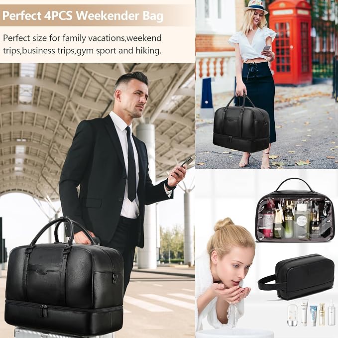 Wogarl Weekender Bag for Women Men Large Overnight Bag Travel Duffel Bag with Shoe Compartment Toiletry Satchel Bag Carry On Bag Fit 21" Laptop - Image 2