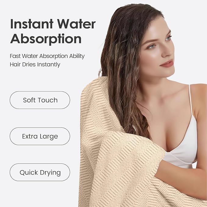 JML Microfier Bath Towels Set of 2, Large Microfier Body Towel for Adult, 30" x 60", Oversized, Soft, Super Absorbent, Fast Drying, Use for Sauna,Gym,Sport, Fitness, Yoga, Diamond Cross Grid Camel - Image 5