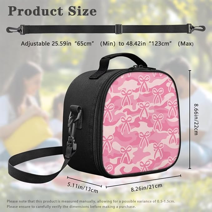 4-Piece Girls Camo Bow School Backpack Set for Kindergarten Elementary Students, Camouflage Pink Ribbon Bookbag and Lunch Bag, Lightweight Water Resistant School Bag - Image 5