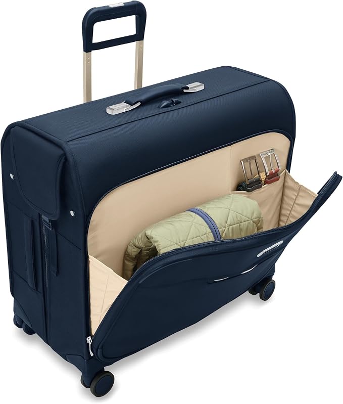 Briggs & Riley Deluxe Wardrobe Spinner - Checked Luggage for Travel, Suitcases with Wheels, Softside Rolling Bag for Men & Women, Built in Hook for Clothes - Baseline Collection, Navy - Image 7