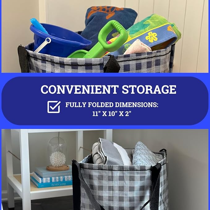 DURASACK Heavy Duty Storage Tote Bag 22-Gallon, Gingham Multi, Pack of 4 | Rugged Woven Polypropylene Moving Bag, Reusable Self-Standing Design, Holds up to 500 Pounds - Image 4