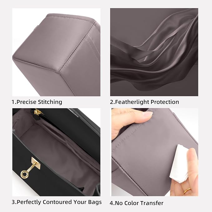 DGAZ Silk Purse Organizer Insert for Birkin Bag(Konjac purple,BK20) | Soft and Lightweight,Perfect Fit,Multi-pocket Storage,Bag Protector,Luxury Bag Care,Handmade,for Smooth Bag Organizer - Image 4