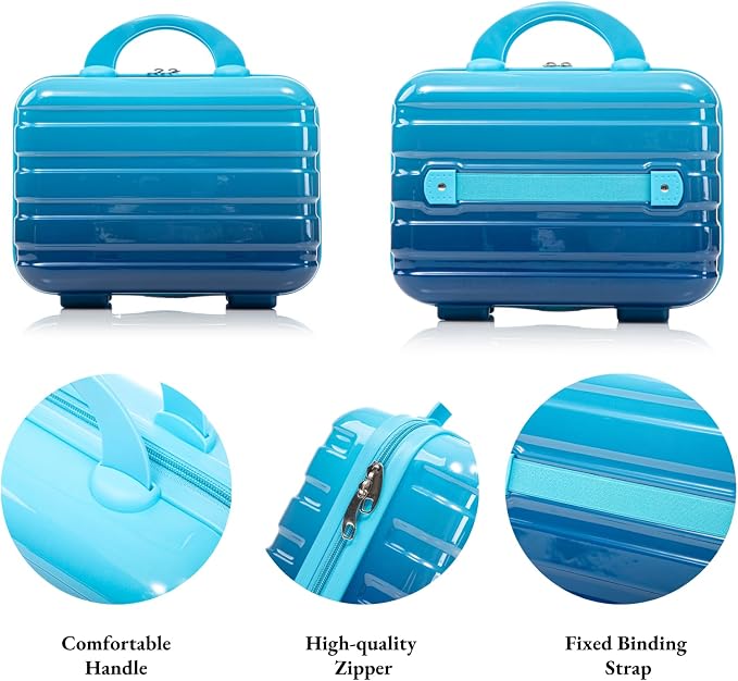 Gradient Blue-Navy Blue Luggage Set 14" & 20" - 2 Piece PC Spinner Wheel Suitcases with Combination Lock, Lightweight Carry On for Business & Vacation - Image 4