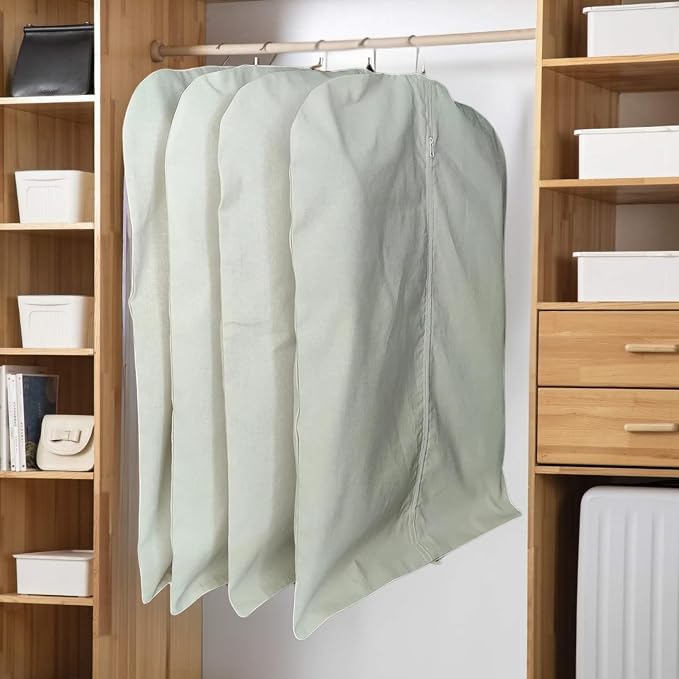 Premium 100% Cotton Garment Bags – 40" Off-White Canvas Suit Cover with YKK Zipper – Moth Protector, Breathable, Machine Washable, Cover for Coats, Dresses, Jackets & Travel - Image 9