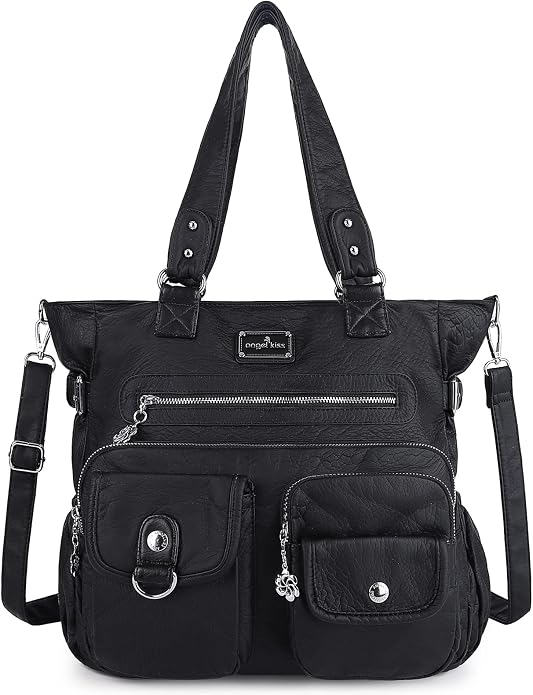 Angelkiss Purses Handbags for Women PU Tote Satchel Bags for Women Pockets Shoulder Bags… | PU by AngelKiss