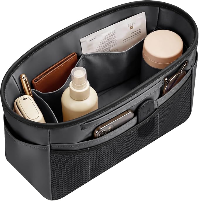 GIVLEFLY Purse Organizer Insert for Tote Bag, 11.81 Inch Satin Bag Organizer, Multi Pocket Handbag Organizer for Everyday Totes by GIVLEFLY