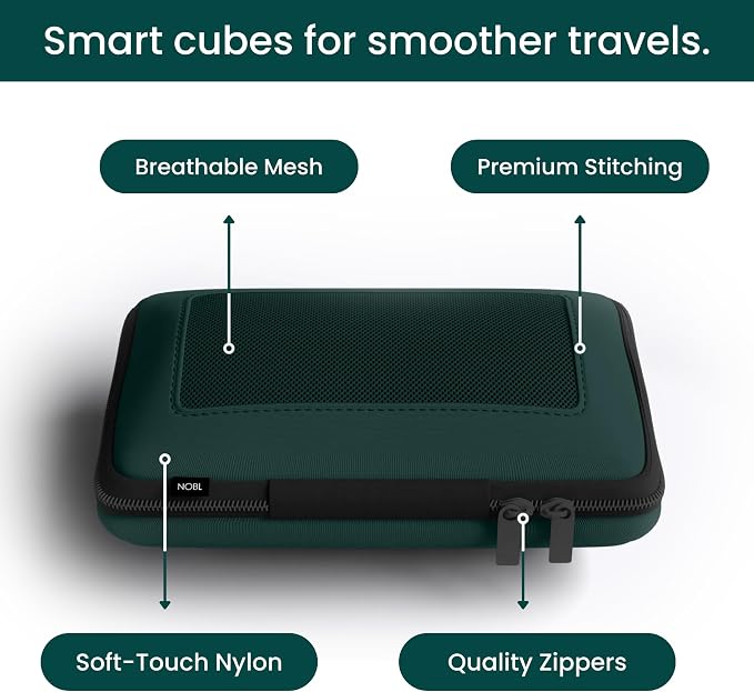 NOBL Travel Compressible Packing Cubes Set, 6 Pieces Travel Packing Organizers, Compression Luggage Cubes for Suitcases & Carry On, Space Saving (XXS, XS, S, M, L, XL) - Forest Green - Image 5