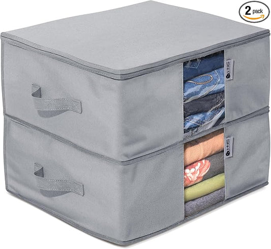 2-Tier Under-Sink Organizer With Full-Extension Slides, 2 Pack, Grey | Protects from Moths, Moisture, Dirt & Dust, Underbed Storage Bags for Clothes, Cashmere Sweaters, Bedding & More by HOLDN%E2%80%99STORAGE