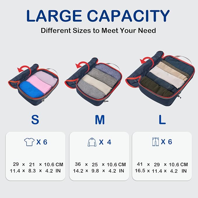 Cipway Compression Packing Cubes, Ultralight Luggage Organizer Bags, Travel Essentials for Carry on Suitcase (3 Piece,Blue) - Image 5