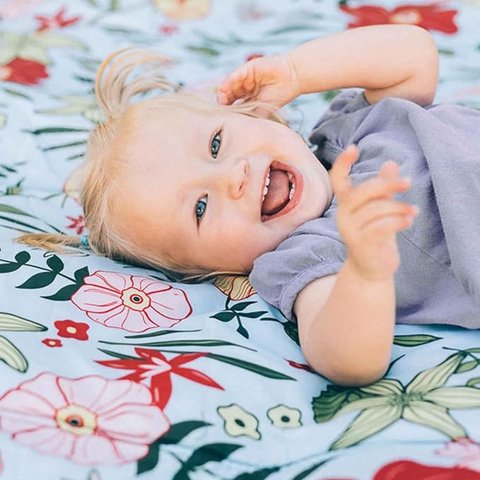 Little Unicorn 5'x5' Outdoor Family Picnic & Beach Blanket | Durable & Water-Resistant Fabric | Compact Fold & Easily Wipes Clean | Zipper Pocket (Primrose Patch) - Image 4