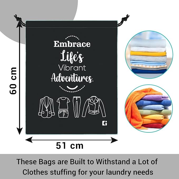 Kuber Industries Pack of 6 Cloth Storage Bag | Non-Woven Storage Organizer | Travel Cloth Carrying Bag | Garments Cover for Laundry | Storage Organizer for Clothing | Medium | Black - Image 3