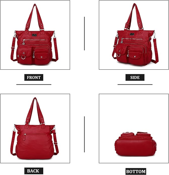 Angelkiss Purses Handbags for Women PU Tote Satchel Bags for Women Pockets Shoulder Bags… | PU - Image 3