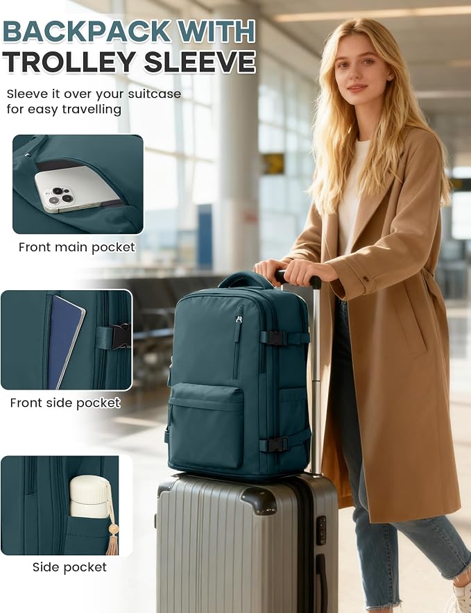 WONHOX Large Travel Backpack for Women Men, 40L Carry On Backpack, Laptop Waterproof Backpacks, Backpacks for Women, Person Item Flight Approved,Mochila De Viaje - Image 5