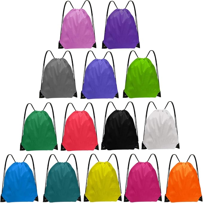 Grneric Drawstring Bags Bulk 14 Pcs Drawstring Backpack Bulk Cinch Bag Sackpack for Men Women Gym 14 Colors by Grneric