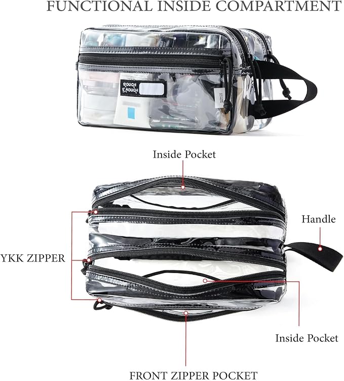 Rough Enough Clear Travel Toiletry Bag for Men Women Traveling Toiletries Essentials Shaving Hygiene Dopp Kit - Image 5