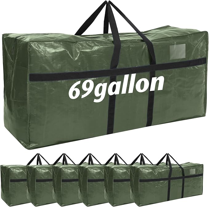 Windyun 6 Pack 69 Gallon Extra Large Moving Bags XXL Heavy Duty Storage Bag with Strong Zipper Handle Jumbo Big Tote Box Foldable for College Dorm Travel Clothes Duffle Blanket Pillow(Army Green) by Windyun