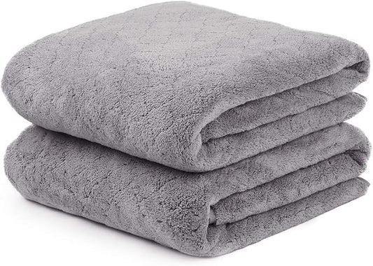 JML Microfiber Bath Towels, Oversized, Ultra Soft, Super Absorbent and Fast Drying, No Fading and Multipurpose Use for Sports, Travel, Fitness, SPA and Yoga (Coral Fleece - Grey, 30 in x 60 in) by JML