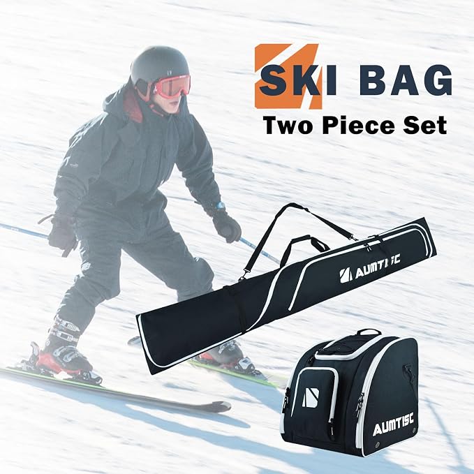 AUMTISC Padded Ski and Boots Bag Combo for Air Travel Flying, Skis Bags Adjustable Length for Skis Up to 200cm and Boots Up to Size 13 - Image 7