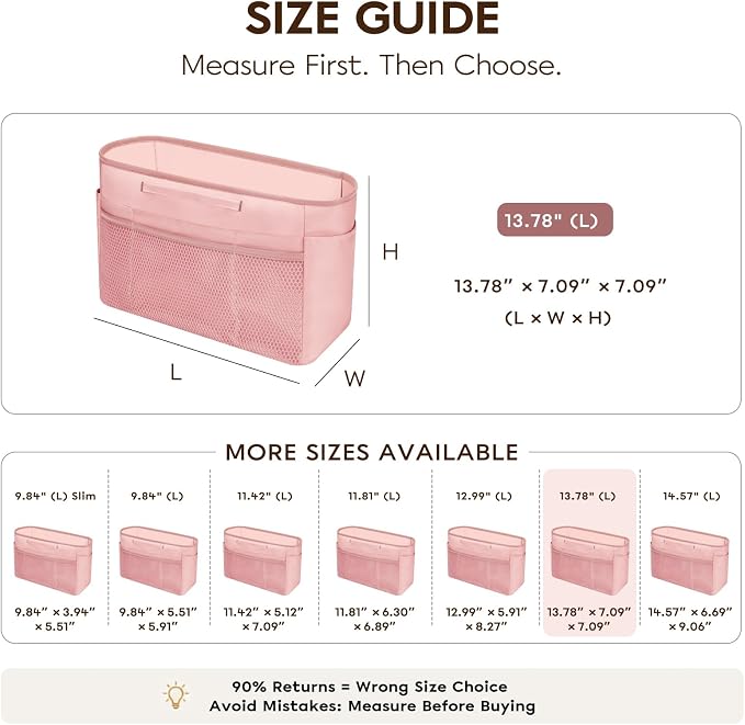 GIVLEFLY Purse Organizer Insert for Tote Bag, 13.78 Inch Satin Bag Organizer with Zipper Pocket, Multi Pocket Handbag Organizer - Image 4