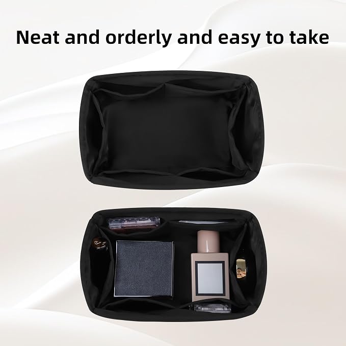 DGAZ Silk Purse Organizer Insert Fits LV Speedy 16/20/25/30/35/45 bags，Silky Smooth Bag Organizer，Luxury Handbag & Tote Shaper（Black，SP20） - Image 5