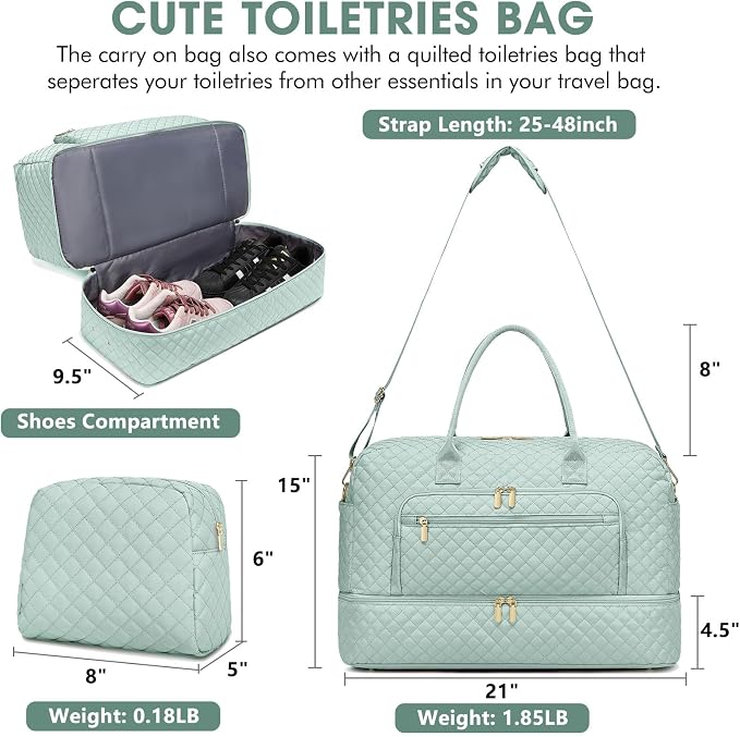Travel Duffle Bag Weekender for Women - 38L Carry-On Overnight Bag Personal Item Bag with Shoe Compartment & Wet Pocket Weekend Tote Bags with Toiletry Bag Hospital Bags for Labor and Delivery - Image 2
