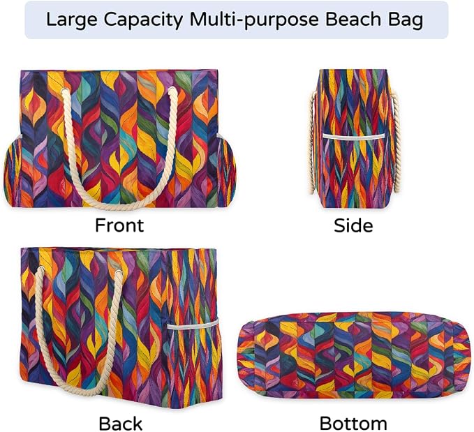Large Beach Bag with Zipper Beach Bags for Women Water Resistant Swim Pool Bag - Image 6