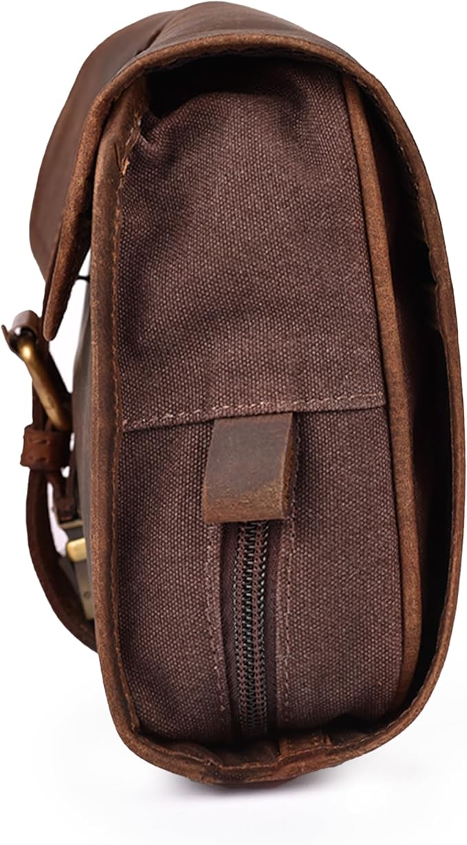 LEATHER VILLAGE Hanging Genuine Leather Toiletry Bag for Men & Women with Waterproof Lining – Handcrafted Vintage Travel Dopp Kit, Shaving Organizer & Shower Bathroom Essentials Case - Brown - Image 8