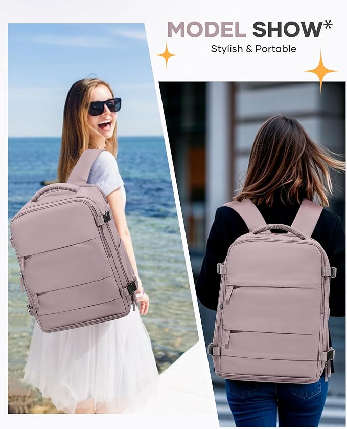 Travel Backpack Carry On Flight Aapproved Personal Item Travel Bag Mochila De Viaje Travel Backpack For Men Spirit Airlines Personal Item Bag 18x14x8 Carry On Backpack For Airplanes Lotus Root Pink - Image 2