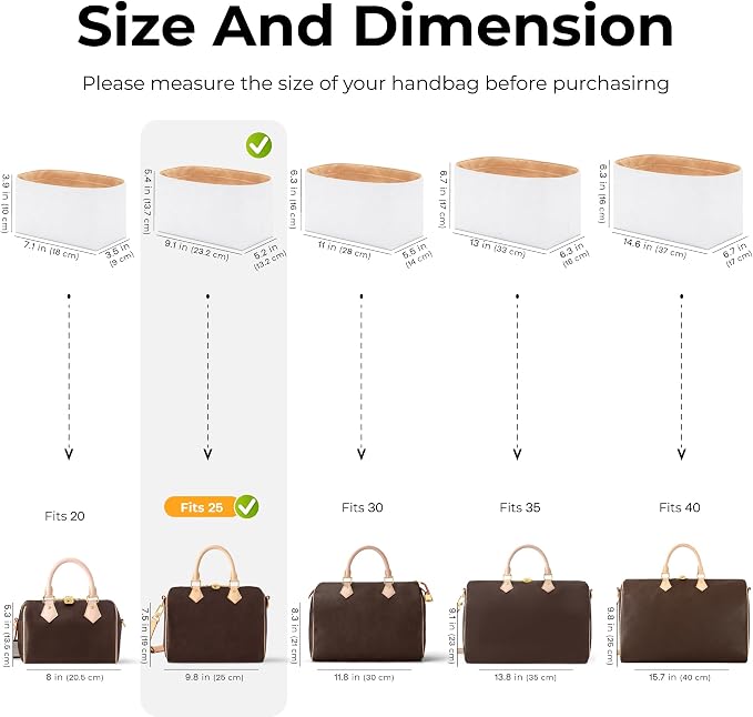 Lightweight Purse Organizer Compatible with LV Speedy 25 | Handcrafted DuPont™ Tyvek®,Handbag Organizer Insert,1:1 Custom Fit,Vanile,Perfect for Commuters, Travelers & Everyday Carry - Image 2