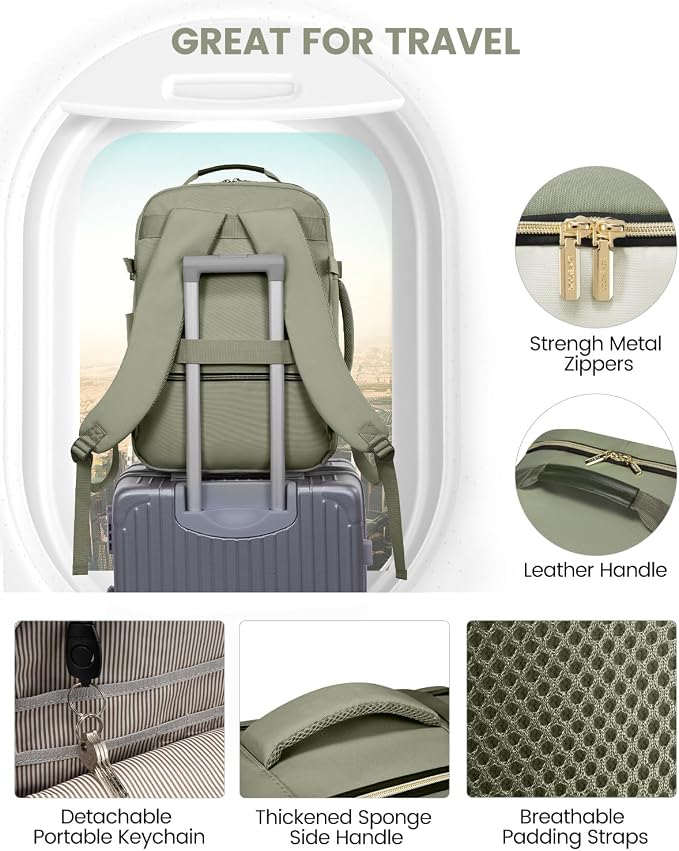 LOVEVOOK 56L Travel Backpack for Women & Men, Airline Approved Carry On Luggage with 3 Packing Cubes, TSA Overnight Bags, Waterproof Personal Item Bag, Weekender Essentials Backpacks fits 17" Laptop - Image 8