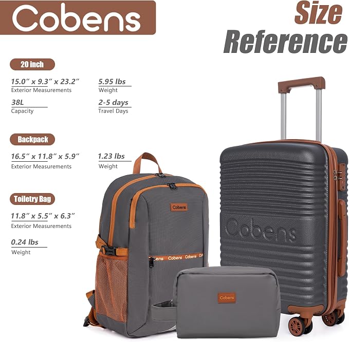 Carry-on Luggage 22x14x9 Airline Approved, Suitcases with Wheels Hardshell， Lightweight Luggage Set with TSA Lock， 20Inch Black Carry-on Suitcase - Image 2