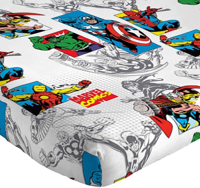 Jay Franco Kids Sheet Set with Fitted, Flat Sheets & Pillow Cover - Ultra-Soft Bedding with Pillowcase for Room Decor, White - Avengers, 3 Piece Twin - Image 2