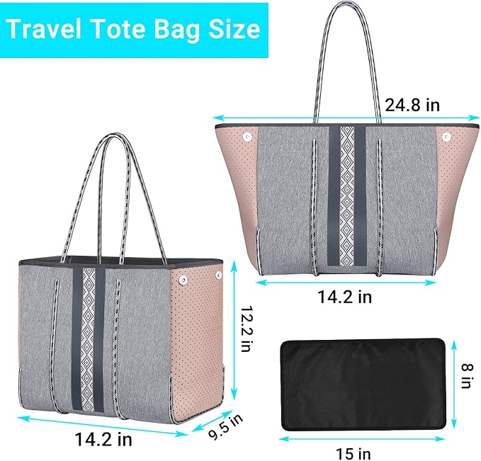 IBFUN Neoprene Bag, Large Multipurpose Beach Bag Neoprene Tote Bag with Inner Pocket for Women/Pool - Image 6