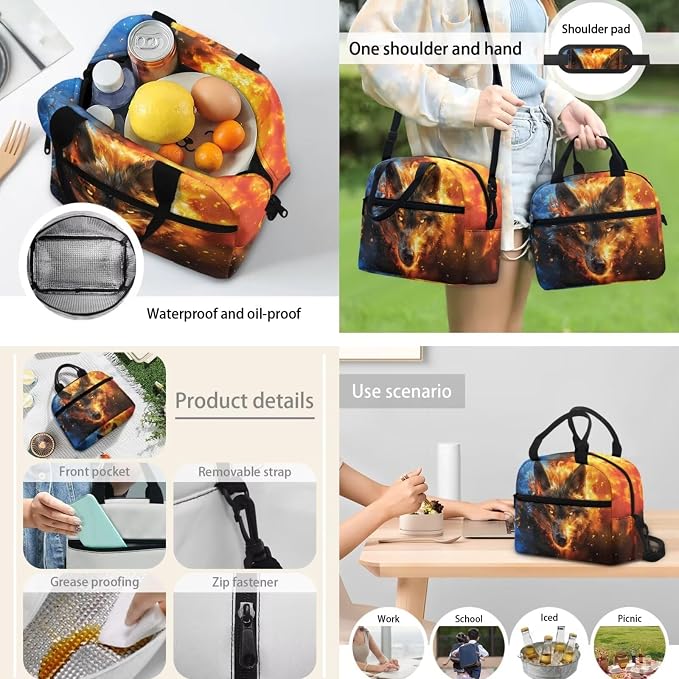 Kids Boys Backpack School Bag Set Cool 3D Wolf School Bookbag with Insulated Lunch Box Pencil Pouch Kids Lightweight School Bag Rucksack 3 Pieces Backpack Set - Image 3