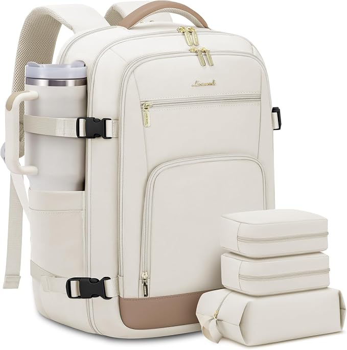 LOVEVOOK 50L Large Travel Backpack for Women Flight Approved, Carry on Backpack for Airplanes, Personal Item Travel Bag, Waterproof 18 Inch Laptop Backpack, Business Weekender Overnight Daypack, 4Pcs by LOVEVOOK