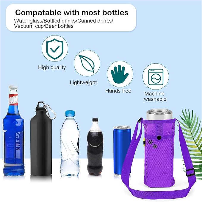 Tessco for you Water Bottle Sling Holder with Adjustable Shoulder Strap Water Bottle Mesh Carrier Bag Sleeve Pouch Holder for Walking Sports - Image 3