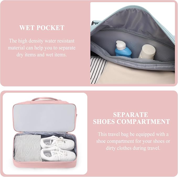 SYCNB Weekender Bags for Women,Personal Item Travel Bag with Shoes Compartment,Overnight Travel Duffel Bag with Separate Toiletry Bag&Mini Crossbody Bag,Gym Bag - Image 5