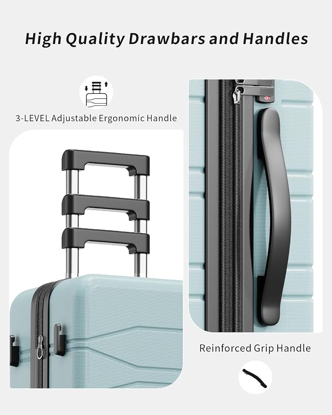 3 Piece Luggage Set, 20/24/28 Inch Expandable Luggage Sets with Spinner Wheels, ABS+PC Hardshell Suitcases, Suitcase Set with Double-Layer Explosion Zipper, TSA Lock - Image 6