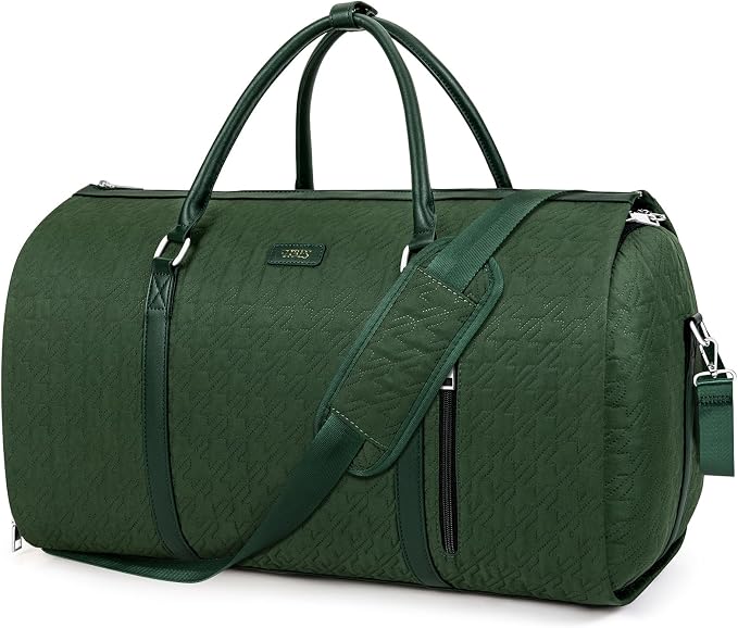 Convertible Garment Duffle Bags for Travel - Carry On Garment Bags With Toiletry Bag, Large Weekender Bags for Women Men 2 in 1 Hanging Suitcase Suit Travel Duffel Bags (2pcs Set, Green) by TIBES