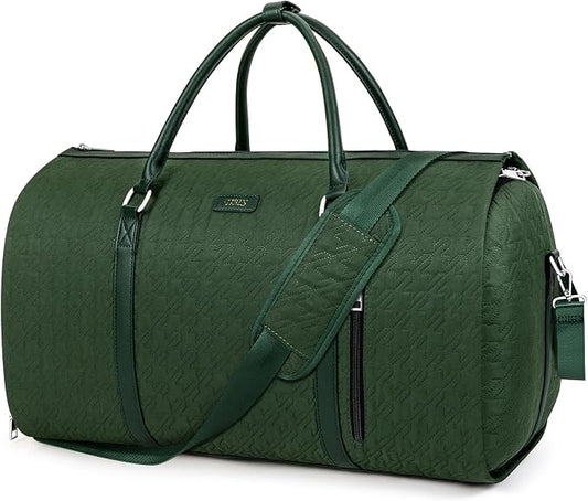 Convertible Garment Duffle Bags for Travel - Carry On Garment Bags With Toiletry Bag, Large Weekender Bags for Women Men 2 in 1 Hanging Suitcase Suit Travel Duffel Bags (2pcs Set, Green) by TIBES
